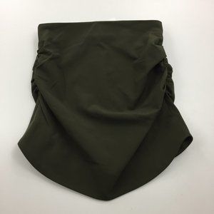 NWT ZARA Dark Green Ruching High Low Hemline Zip Back Skirt